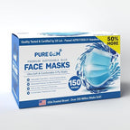 PURE GEM Single Use Disposable Blue Face Mask, Soft on Skin, 3-ply Masks Facial by PURE+GEM