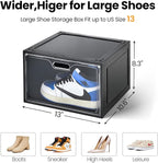 8 Pack Shoe Boxes Black Plastic Stackable, Large Shoe Storage Organizer - Image 2