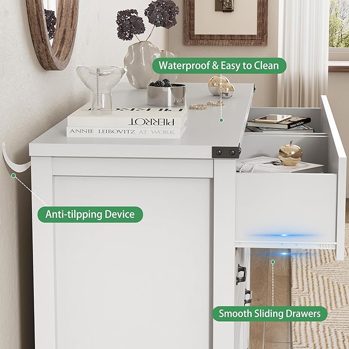 Dresser for Bedroom with 6 Drawers, Modern Dresser TV Stand, Wooden Closet - Image 6