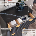 T4TREAM Fluted 5 Drawers Dresser, Curved Profile Design, Wood Drawer Organizer - Image 4