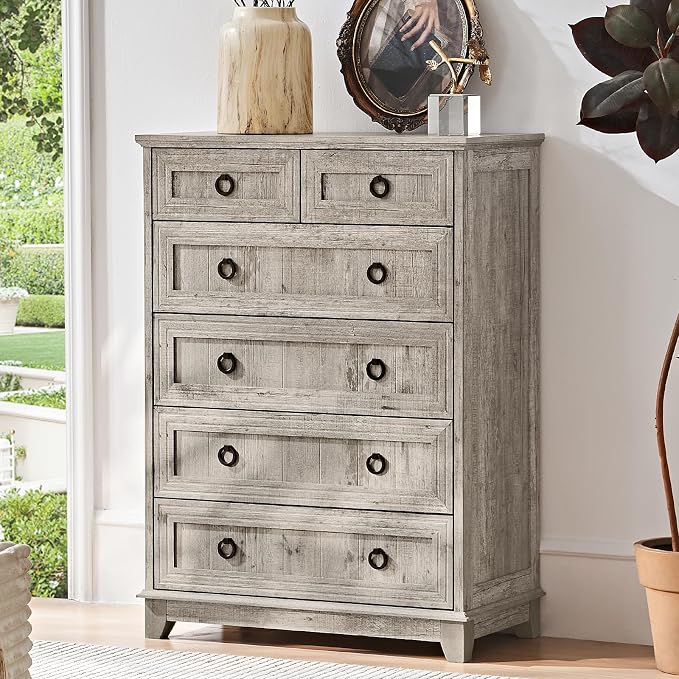 6 Drawer Dressers & Chest of Drawers, Farmhouse Vintage Oak Dresser by Joaxswe