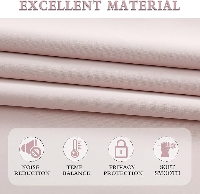 DONREN Blush Pink Curtains 80 Inches Long - Image 4