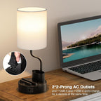 White Bedside Table Lamps for Bedroom Set of 2 - Image 5
