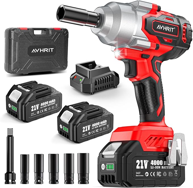 Avrhit Cordless Impact Wrench 1/2 Inch, 1300Nm / 960ft-lbs High Torque Impact by Avhrit