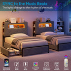 Twin Upholstered LED Bed Frame - Image 3