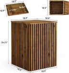 Solid Wood End Table Set of 2, Square Fluted Side Table - Image 2
