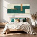 YETHEN WAL Teal Geometric Abstract Canvas Wall Art, 20×40 in Horizontal – - Image 2