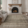 FMFUNCTEX 6x9 Washable Area Rug Brown Vintage Neutral Distressed Large Non Slip by Fmfunctex