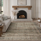 FMFUNCTEX 6x9 Washable Area Rug Brown Vintage Neutral Distressed Large Non Slip by Fmfunctex