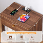 Narrow Nightstand Set of 2, Wooden Small 2 Drawer Nightstand, Slim Side End - Image 8