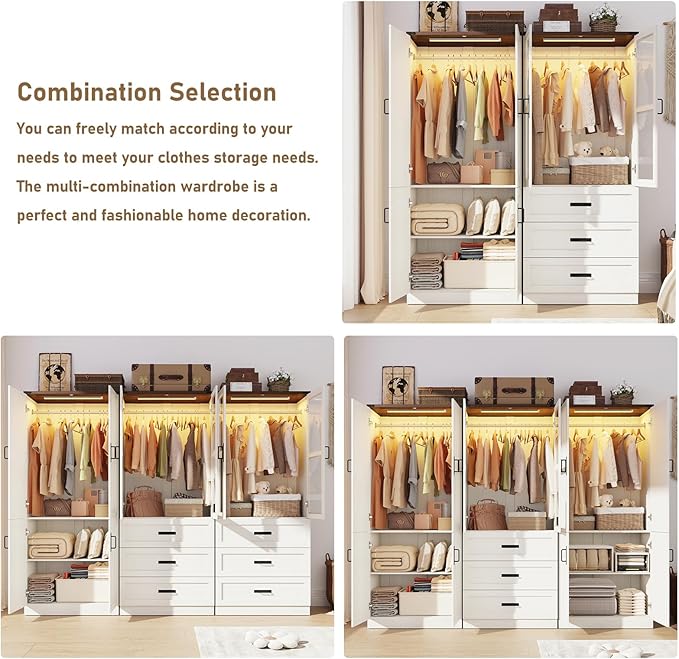 75" Tall Farmhouse 2 Doors Armoire Wardrobe Closet - Image 5