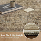 FMFUNCTEX 5x7 Washable Area Rug Neutral Vintage Brown Non Slip Low Pile - Image 5