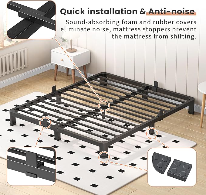 4 Inch Twin Heavy Duty 3500 lbs Bed Frame - Image 5