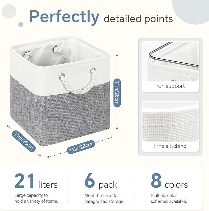 Fabric Cubes Storage Basket, 6 Pack 11x11 in - Image 5