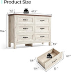LINSY HOME 6 Drawers Dresser for Bedroom, Modern Farmhouse Dresser TV Stand - Image 3