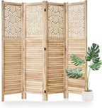 Svimi Folding Room Divider, 66.9 Inch 4 Panels Wood Carved Privacy Screens by Svimi