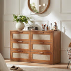 LEYAOYAO Rattan Dresser and Nightstand Set of 2, Boho Wood Dresser - Image 5