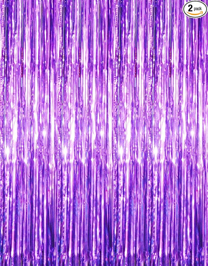 GOER 6.4 ft x 8.2 ft Metallic Tinsel Foil Fringe Curtains, Graduation and New by GOER