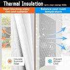 White 100% Blackout Curtains 3-in-1 Heavy Soundproof Curtains Thermal Insulated - Image 8