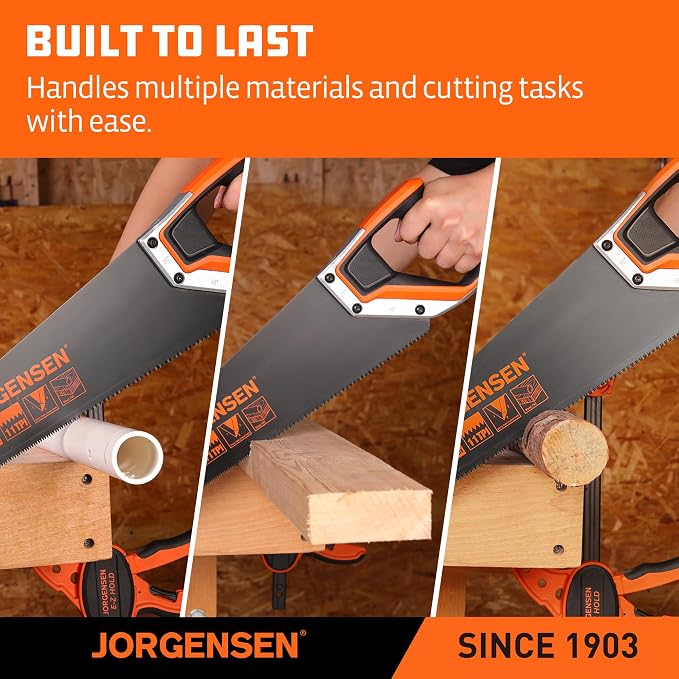 JORGENSEN 20 Inch Black Coated Pro Hand Saw, 11 TPI Fine-Cut Ergonomic Non-Slip - Image 5