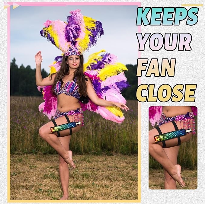 Summer Rave Fan Thigh Holster Rave Fan Holder Folding Hand Pouch Foldable - Image 2