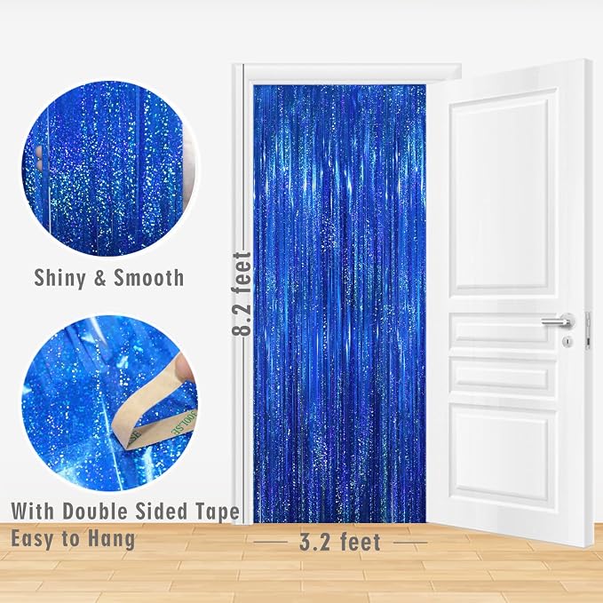 GOER 6.4 ft x 8.2 ft Metallic Tinsel Foil Fringe Curtains Party Photo Backdrop - Image 3