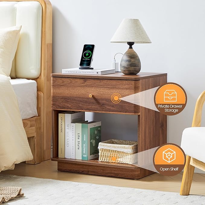 Narrow Nightstand Set of 2, Wooden Small 2 Drawer Nightstand, Slim Side End - Image 6