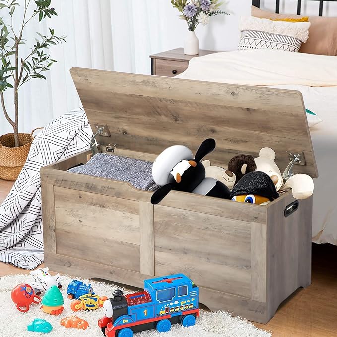 Timberer 39.4" Storage Chest, Wooden Storage Bench, Lift Top Toy Chest - Image 2