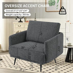 Oversized Accent Chair for Living Room Cozy Reading Chairs Mid-Century Modern - Image 2