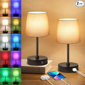 Ascher Small Bedside Table lamp Set of 2, RGB Color Changing Lamps, 3 Color by Ascher