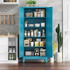 Farmhouse Pantry Cabinet with Barn Doors, 5-Tier Metal Storage Cabinet with 4 - Image 2