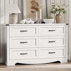 Dresser for Bedroom with 6 Drawers, Modern Dresser TV Stand, Wooden Closet - Image 3
