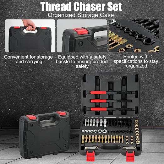 MAXMAN 61Pcs Thread Chaser Set, Thread Restorer Kit & Rethread Repair Tool - Image 6