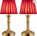 KDG Cordless Portables Table Lamp Set of 2, LED Fabric Shade Small Desk Lamps by KDG