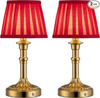 KDG Cordless Portables Table Lamp Set of 2, LED Fabric Shade Small Desk Lamps by KDG