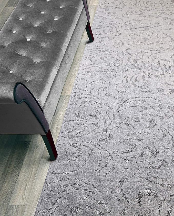 Custom Length Hallway Runner Rug, Slip Resistant, Floral Grey, 26 Inch X 32 feet by ORFAHOME