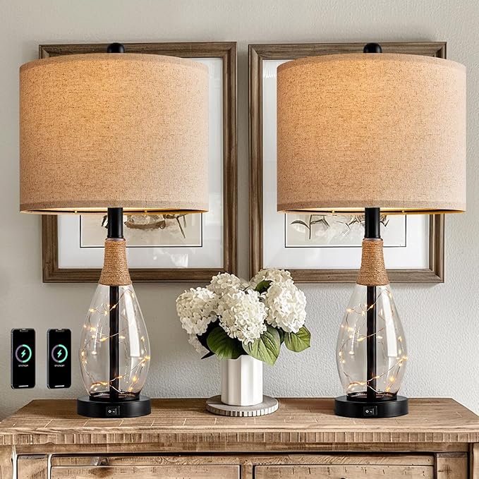 OYEARS 23" Table Lamps for Living Room Set of 2 Bedside Lamps for Night Stands - Image 5