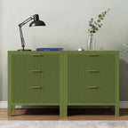 End Table with Storage, Wooden Farmhouse Nightstands with 6 Drawers, Bedside - Image 2