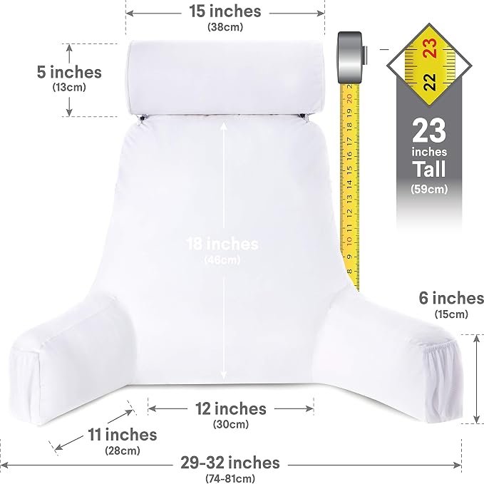 Husband Pillow Medium Aspen Edition White Dandelion, Sit Up Reading & Bed Rest - Image 2