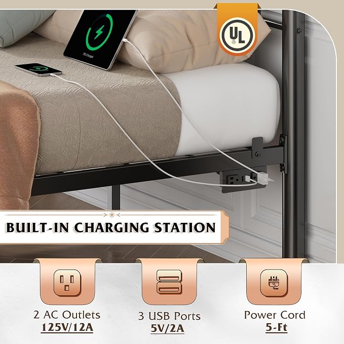 WLIVE Metal Platform Bed Frame, Queen Bed Frame - Image 3