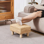 Wimarsbon Natural Seagrass Footstool Ottoman Rectangular Footrest Pouf Ottomans - Image 2