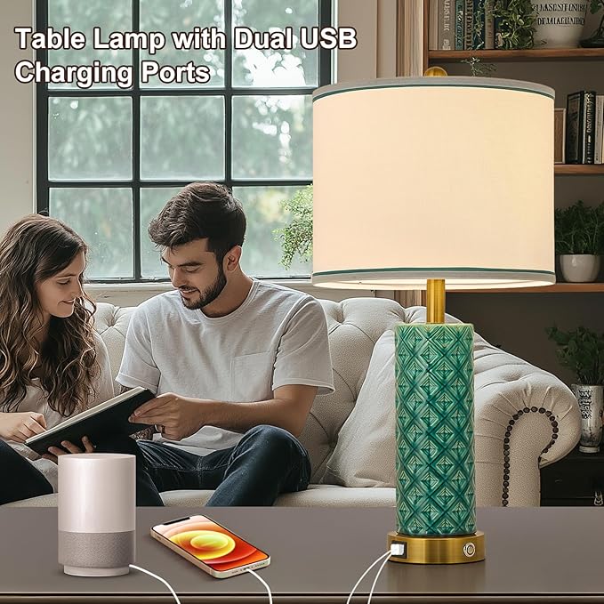 Set of 2 Table Lamp for Living Room Bedroom Farmhouse - Image 2