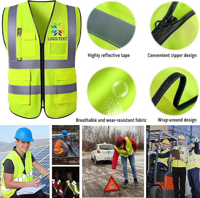 Custom Safety Vest with Logo for Men Women Personalized Class 2 High Visibility - Image 5