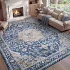 PADOOR 8X10 Area Rug, Rugs for Living Room, Soft Blue Rugs for Bedroom by PADOOR