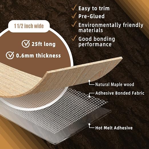 GSCIT Club Maple Edge Banding, 1 1/2 inch x 250ft Wood Edge Banding Pre-glued - Image 2