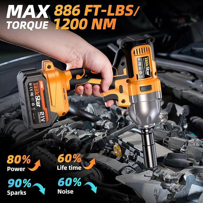 Cordless Impact Wrench 1/2 Inch, 1200N·m Brushless High Torque Impact Gun - Image 8