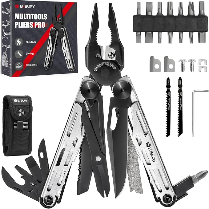 BIBURY Multitool Pliers Pro BI2045, Stainless Steel 31-in-1 Multi Tool Pliers by BIBURY