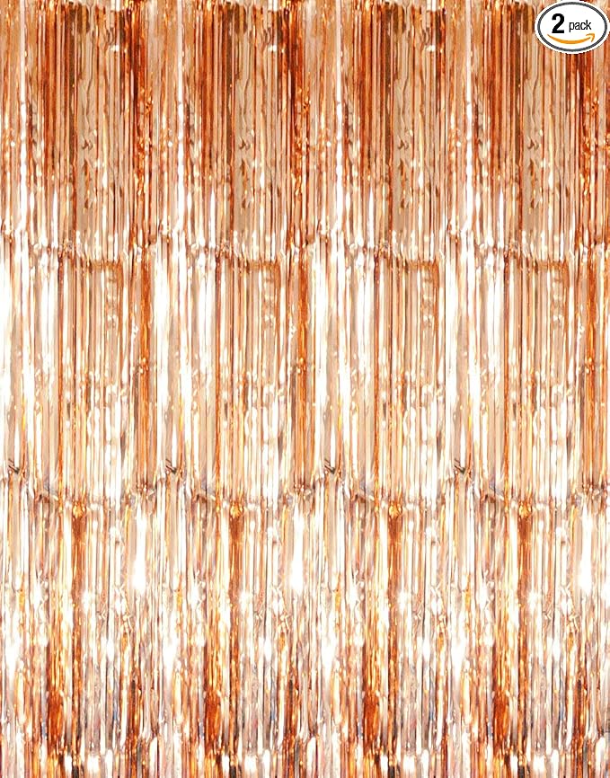 GOER 3.2 ft x 8.2 ft Metallic Tinsel Foil Fringe Curtains, Party Streamer by GOER