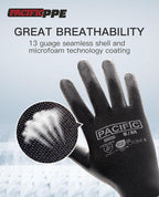 PACIFIC PPE Work Gloves PU Coated-18 Pairs, Touchscreen Working Gloves - Image 2