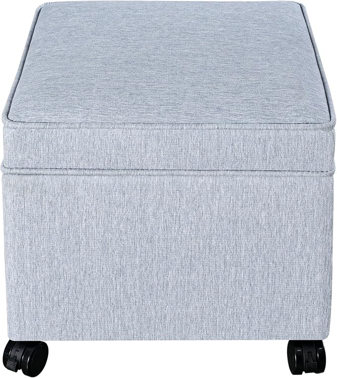 Adeco 17.5" Square Fabric Ottoman by Adeco